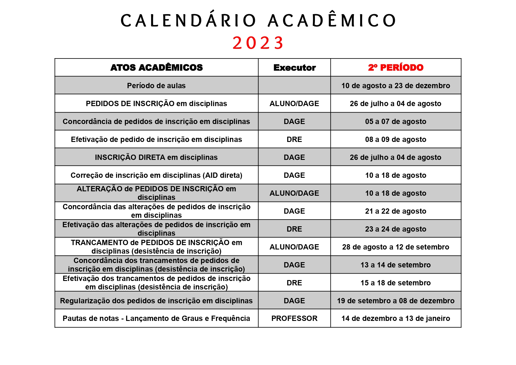 CALENDARIO ACADEMICO 2023 2o periodo CEG 3